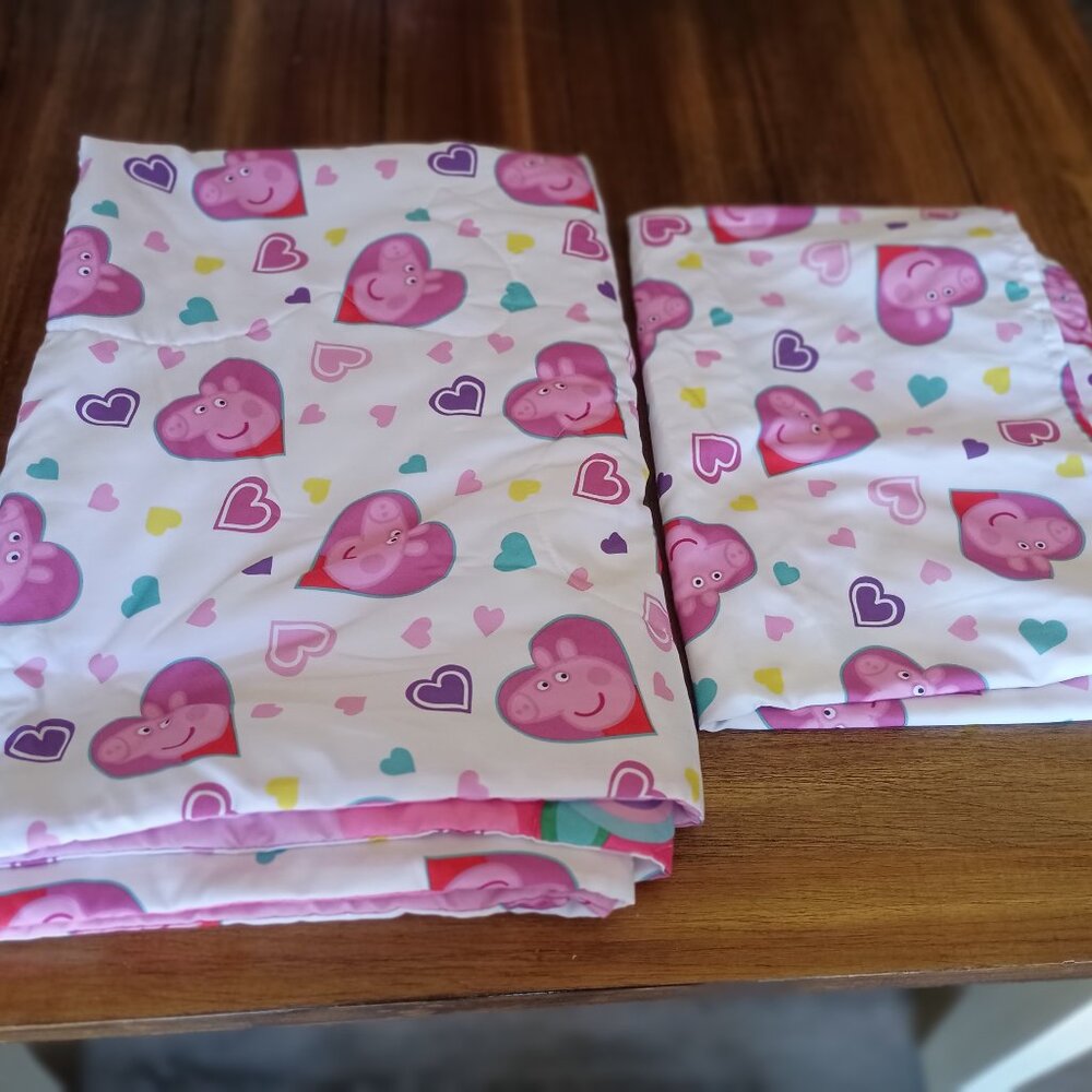 Peppa Pig Toddler Bed Double Sided Blanket Cover and Sheet